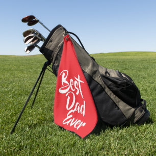 'Best Dad Ever' Red White Typography Heartfelt Golf Towel