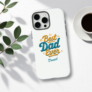 Best Dad Ever Retro Personalised Father's Day iPhone 16 Pro Max Case