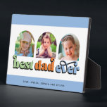 Best Dad Ever Retro Text 3 Photos Plaque<br><div class="desc">This plaque is a wonderful keepsake gift for dad! The design features three arched photos with the retro text "best dad ever". Personalise with the names of the children.</div>