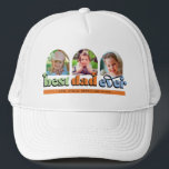 Best Dad Ever Retro Text 3 Photos Trucker Hat<br><div class="desc">A perfect gift for dad! The design features three arched photos with the retro text "best dad ever". Personalise with the names of the children.</div>