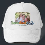 Best Dad Ever Retro Text Photo Trucker Hat<br><div class="desc">This photo hat makes a perfect gift for dad! The design features a photo with rounded corners and retro text "best dad ever". Personalise with the names of the children.</div>