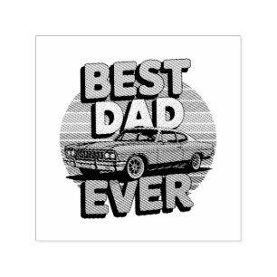 Best Dad Ever Retro Vintage Teal Muscle Car Self-inking Stamp