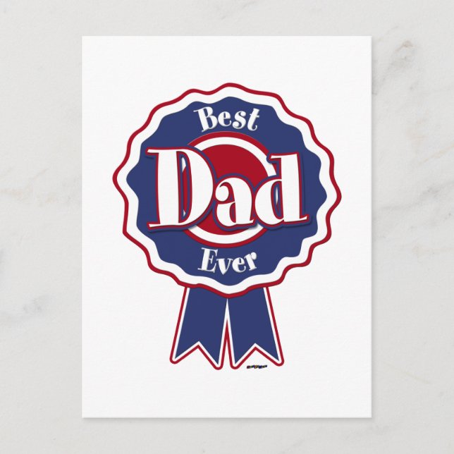 Best Dad Ever ribbon Postcard (Front)