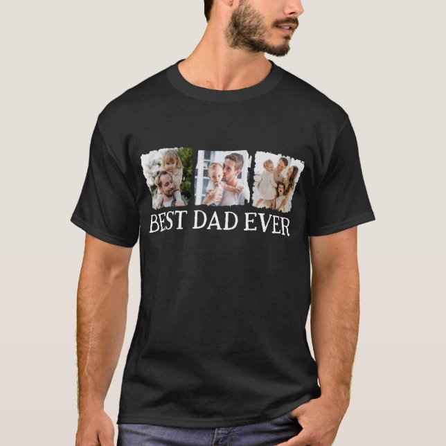 Best Dad Ever, Room for 3 Square Stylised Photos T-Shirt (Front)