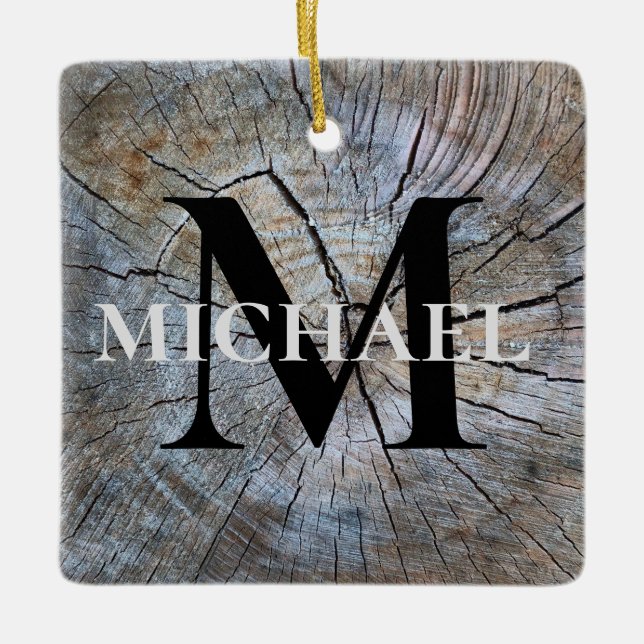 Best Dad Ever Rustic distressed Tree bark pattern  Ceramic Ornament (Front)