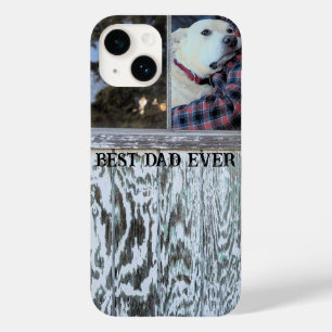 Best Dad Ever Rustic Distressed Wood Add Photo Case-Mate iPhone 14 Case
