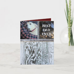 Best Dad Ever Rustic Distressed Wood Add Photo Holiday Card