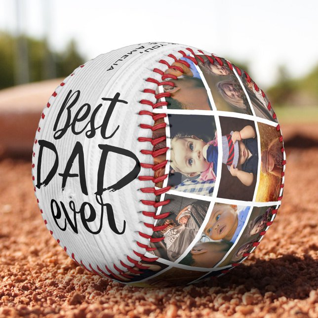 Best Dad Ever Rustic Wood 6 Photo Collage Baseball (Creator Uploaded)