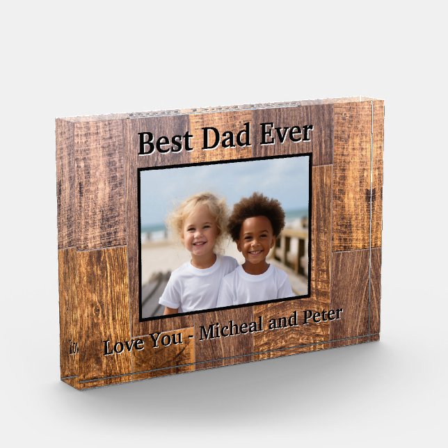 Best Dad Ever rustic wood grain photo template (Left)