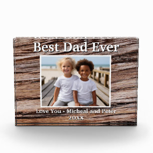 Best Dad Ever rustic wood grain photo template Block