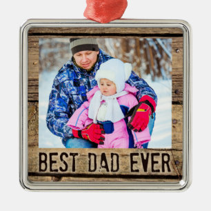Best Dad Ever, Rustic Wood Metal Tree Decoration