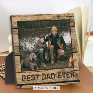 Best Dad Ever Rustic Wood Photo Plaque
