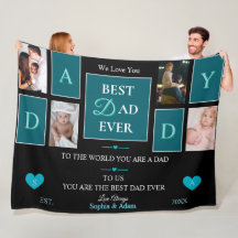Best Dad Ever Script 4-Photo Collage Fleece
