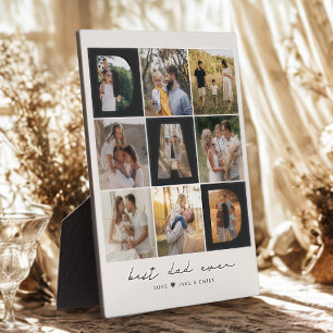 Best Dad Ever Script Dad Photo Grid 9 Photos Gift Plaque