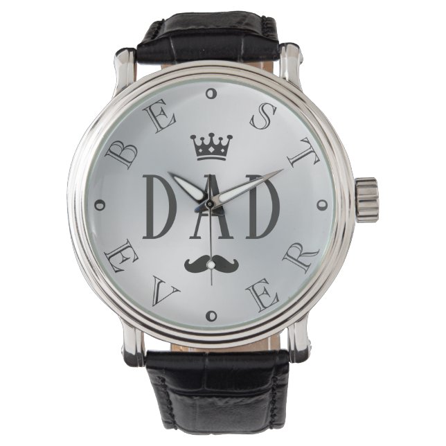 BEST DAD EVER Silver Gradient Watch (Front)