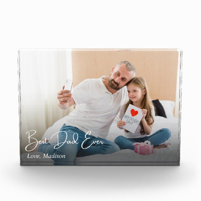 Best Dad Ever Simple Custom Photo Block (Front)