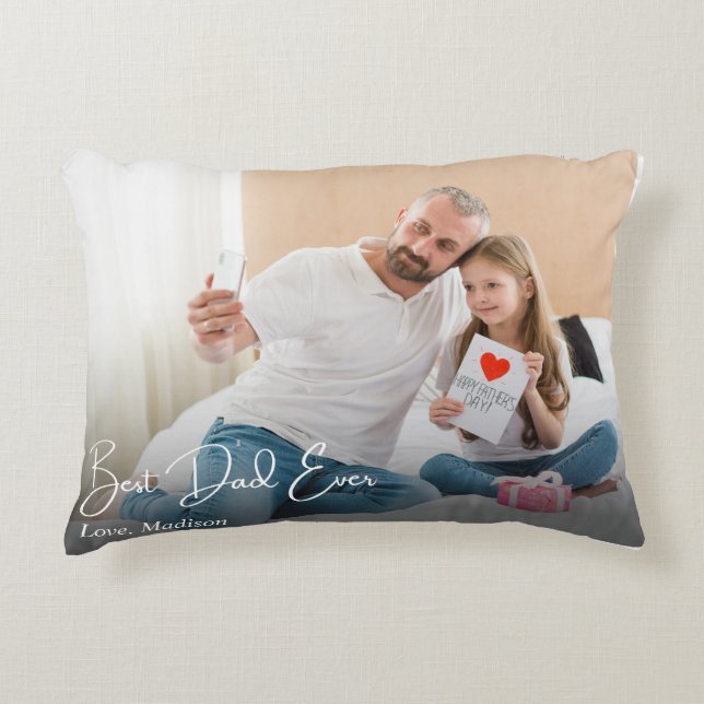 Best Dad Ever Simple Custom Photo Decorative Cushion (Front)