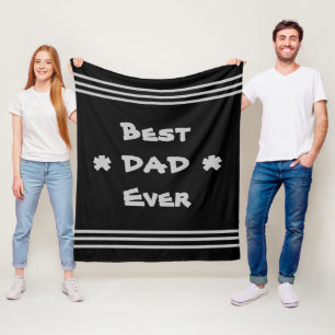BEST DAD EVER Simple Modern Cool Script Black Fleece Blanket