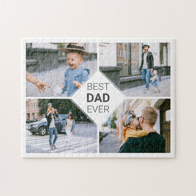 Best Dad Ever Simple Modern Photo Collage Jigsaw Puzzle (Horizontal)
