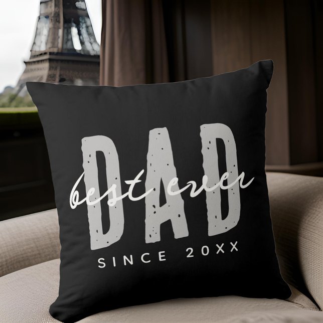 Best Dad Ever Since 20XX Modern Simple Preppy Cushion (Creator Uploaded)