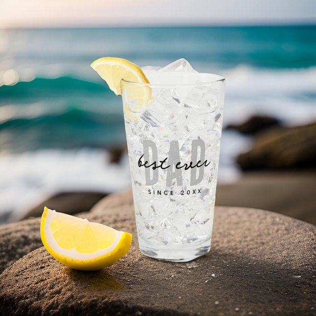 Best Dad Ever Since 20XX Modern Simple Preppy Glass (Creator Uploaded)