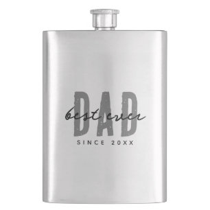 Best Dad Ever Since 20XX Modern Simple Preppy  Hip Flask