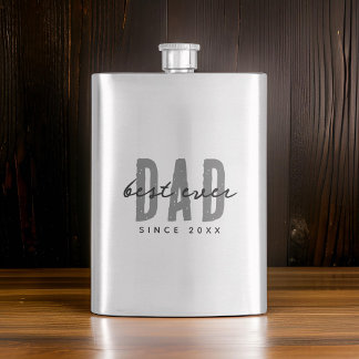 Best Dad Ever Since 20XX Modern Simple Preppy Hip Flask