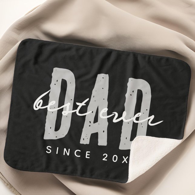 Best Dad Ever Since 20XX Modern Simple Preppy Sherpa Blanket (Creator Uploaded)