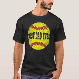 Best Dad Ever Softball Father's Day Vintage Retro T-Shirt