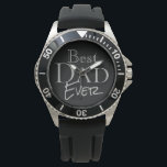 Best Dad Ever Stylish Modern Black Watch<br><div class="desc">Best Dad Ever Stylish Modern Black Watch has a cool design to put Dad on top with fashion. Designed with grey on black typography with the phrase"best Dad ever" centred on the watch face. Makes a great gift idea for Father's Day or any occasion! AVAILABLE IN DIFFERENT STYLES AND COLORS....</div>