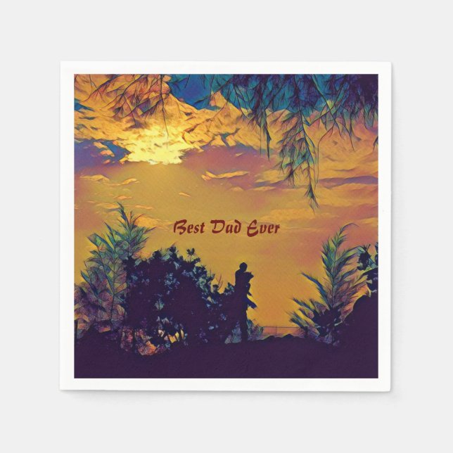 Best Dad Ever Sunrise Scenery Abstract Art Cute Napkin (Front)