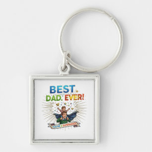 Best Dad Ever Superhero Father's Day Illustration Key Ring