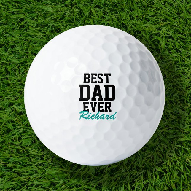 Best Dad Ever Teal Monogrammed Father's Day Golf Balls (Creator Uploaded)