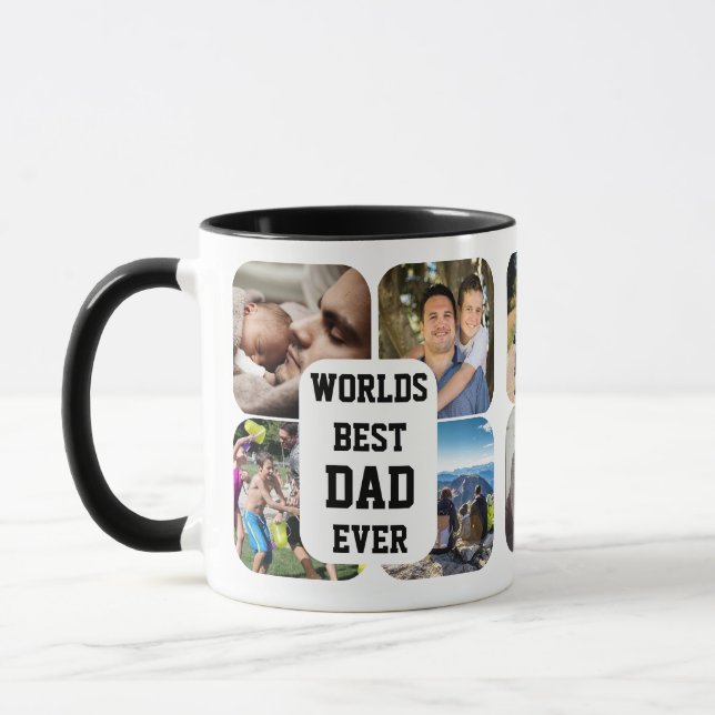 Best DAD ever Ten photo collage Mug (Left)