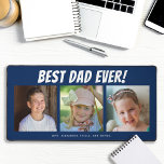 Best Dad Ever | Three Photos Desk Mat<br><div class="desc">This "Best Dad Ever" desk pad features three photo frames for pictures of children,  and custom text for their names. This is a perfect heartfelt Father's Day or birthday gift for any dad.</div>