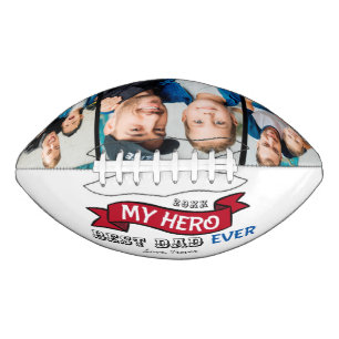 Best Dad Ever Topography Red Banner Photo Collage Football