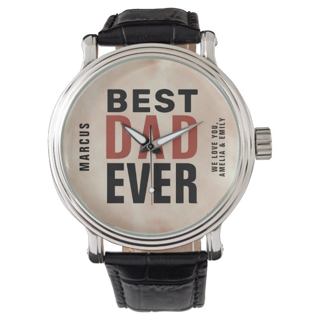 Best Dad Ever Trendy Watercolor Father`s Day  Watch (Front)
