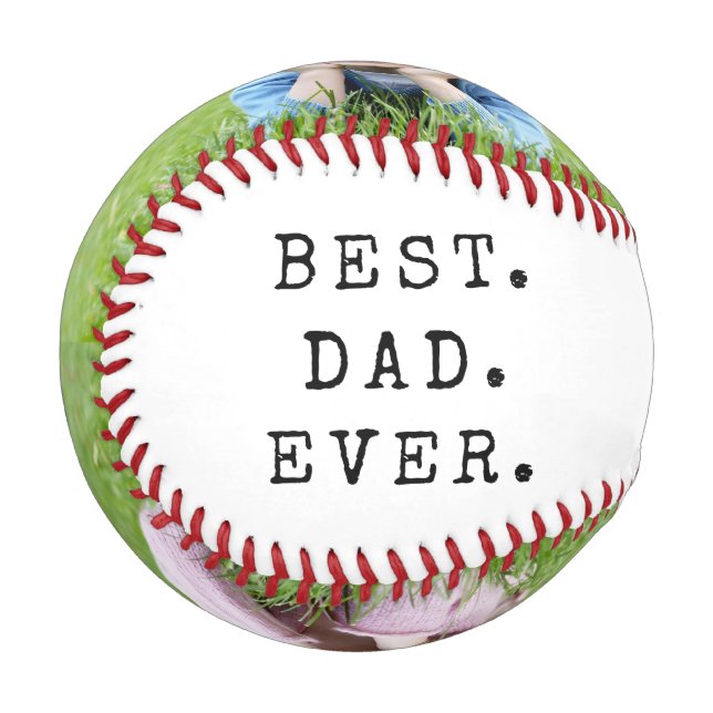 BEST DAD EVER Two Photos Keepsake Baseball (Front Left)