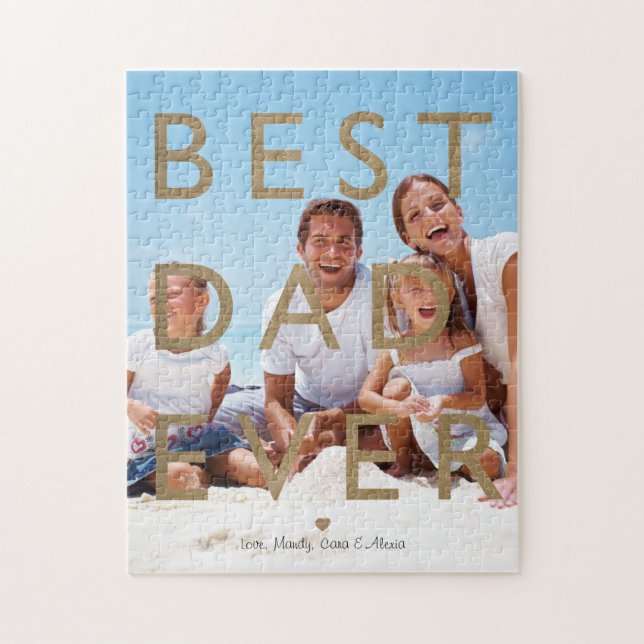 Best Dad Ever,Typographic Custom Full Photo Layout Jigsaw Puzzle (Vertical)