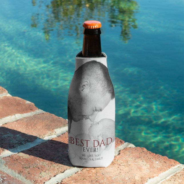 Best Dad Ever Typography Father`s Day Photo Bottle Cooler (In Situ Pool)