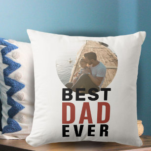 Best Dad Ever Typography Father`s Day Photo  Throw Cushion