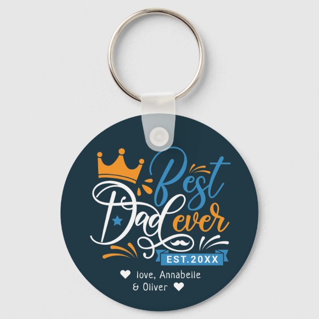 Best Dad Ever Typography Keychain (Front)