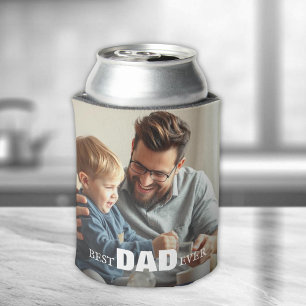 Best Dad Ever Typography Photo Can Cooler