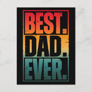 BEST DAD EVER TYPOGRAPHY   POSTCARD
