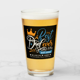Best Dad Ever Typography Year Established Glass