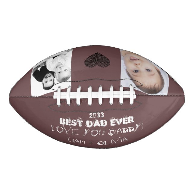 Best Dad Ever Unique Fun Photo Collage Football (Front)