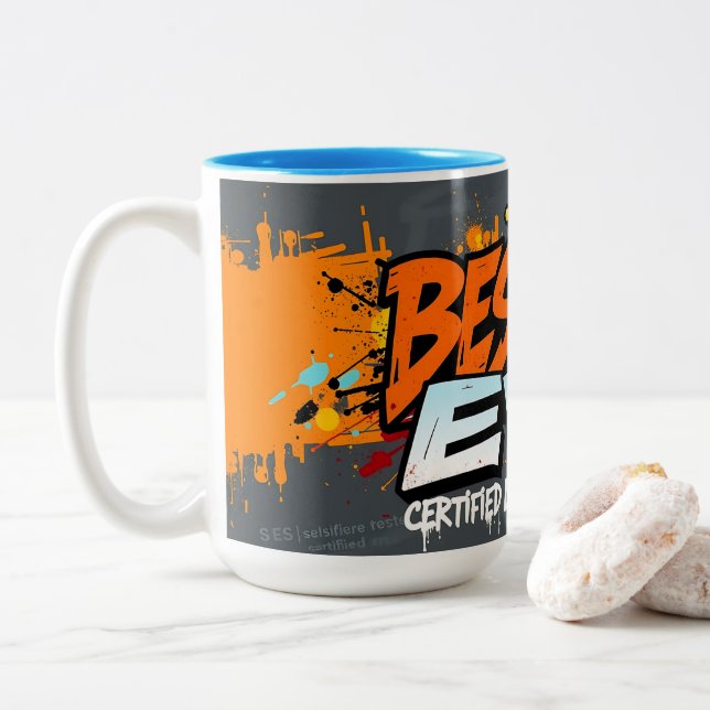 Best Dad Ever Urban Graffiti Edition Father’s Day Two-Tone Coffee Mug (With Donut)