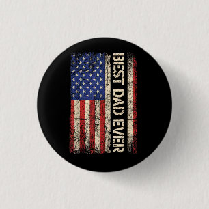 Best Dad Ever US American Flag Gifts for Father's 3 Cm Round Badge
