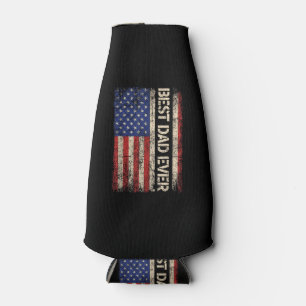 Best Dad Ever US American Flag Gifts for Father's  Bottle Cooler
