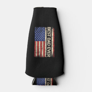 Best Dad Ever US American Flag Gifts for Father's Bottle Cooler